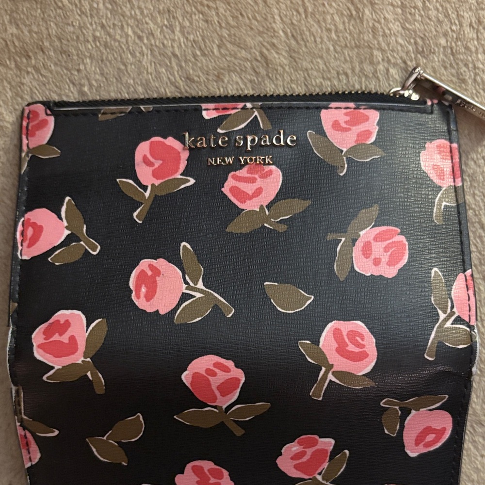Kate Spade Stylish Black and Pink Floral Tote Bag and wallet set.